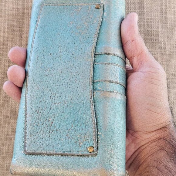 Jimmy Choo Women Cardholder Wristlet Clutch Blue Leather Purse Wallet Made Italy - Picture 2 of 14